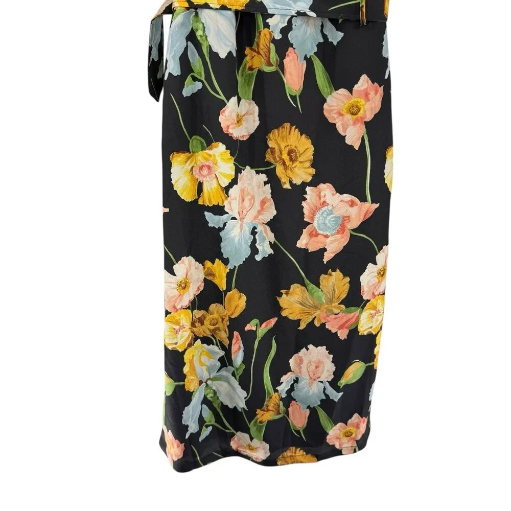 Tuckernuck NEW Black Moonlit Iris Camille Belted Short Sleeve Maxi Dress Size M - Picture 9 of 11